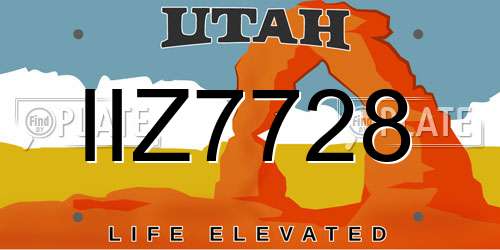 IIZ7728 Utah License Plate