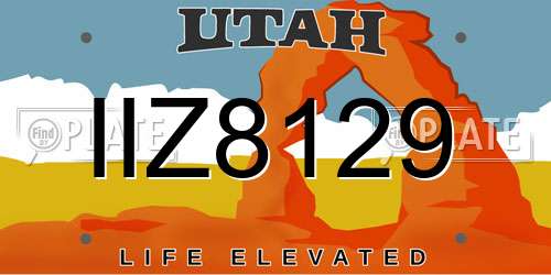 IIZ8129 Utah License Plate