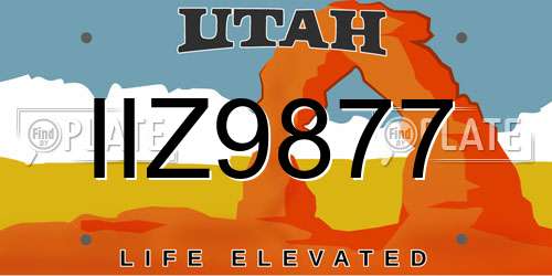IIZ9877 Utah License Plate