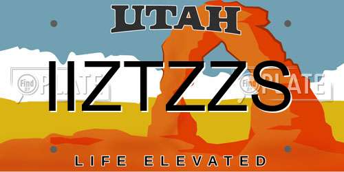 IIZTZZS Utah License Plate