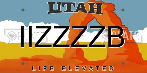 IIZZZZB Utah License Plate