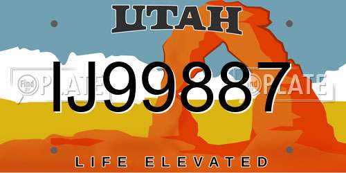 IJ99887 Utah License Plate