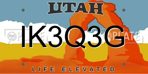 IK3Q3G Utah License Plate