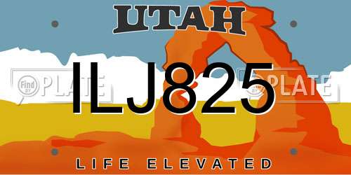 ILJ825 Utah License Plate