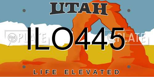 ILO445 Utah License Plate