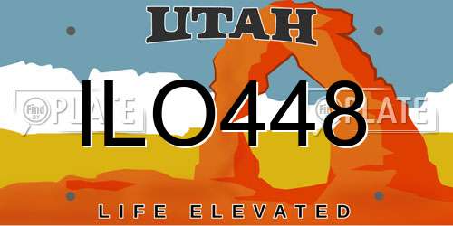 ILO448 Utah License Plate