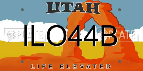ILO44B Utah License Plate