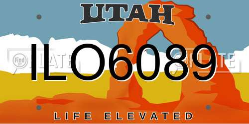 ILO6089 Utah License Plate