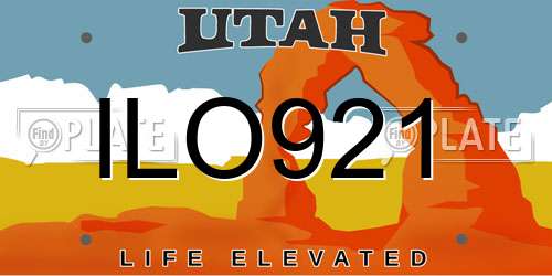 ILO921 Utah License Plate