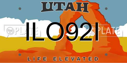 ILO92I Utah License Plate