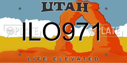 ILO971 Utah License Plate