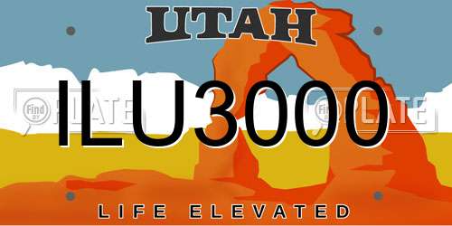 ILU3000 Utah License Plate