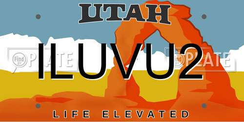 ILUVU2 Utah License Plate