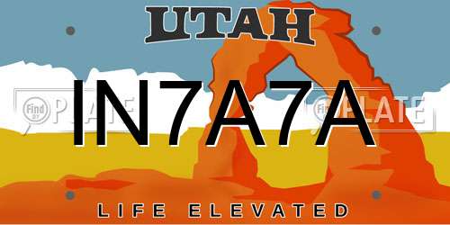 IN7A7A Utah License Plate