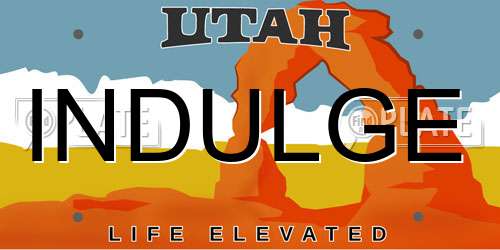 INDULGE Utah License Plate