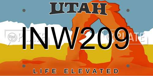 INW209 Utah License Plate