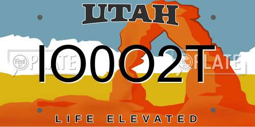 IO0O2T Utah License Plate