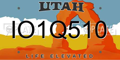 IO1Q510 Utah License Plate
