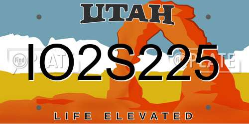 IO2S225 Utah License Plate