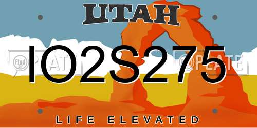 IO2S275 Utah License Plate