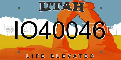 IO40046 Utah License Plate