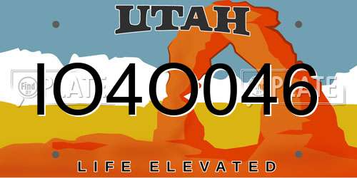 IO4O046 Utah License Plate