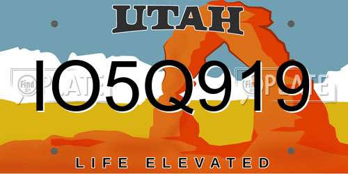 IO5Q919 Utah License Plate