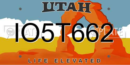 IO5T662 Utah License Plate