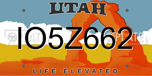IO5Z662 Utah License Plate