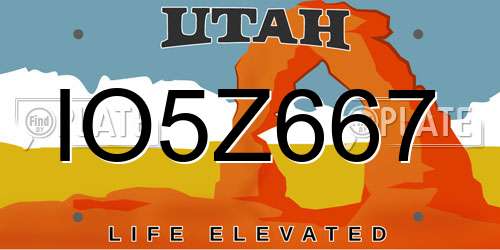 IO5Z667 Utah License Plate