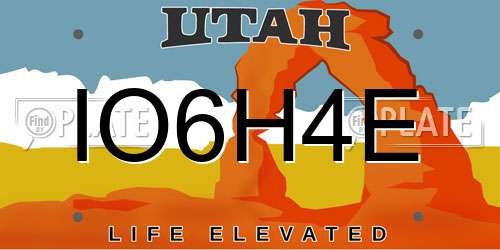 IO6H4E Utah License Plate