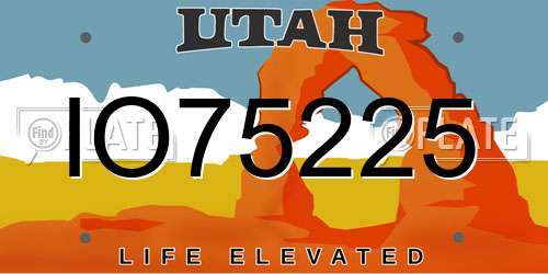 IO75225 Utah License Plate