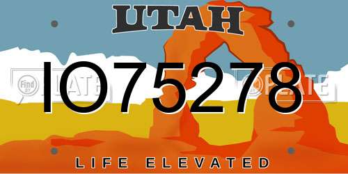 IO75278 Utah License Plate