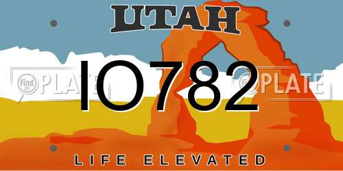 IO782 Utah License Plate