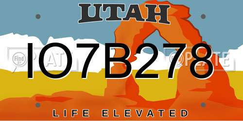 IO7B278 Utah License Plate