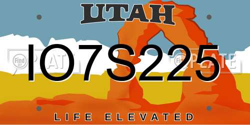 IO7S225 Utah License Plate