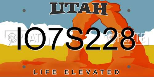 IO7S228 Utah License Plate
