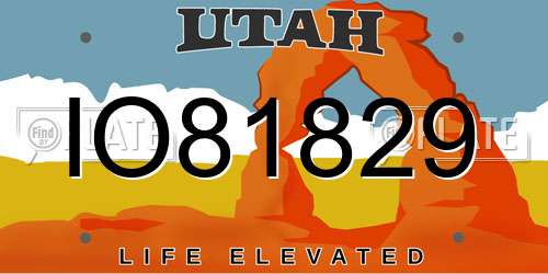 IO81829 Utah License Plate