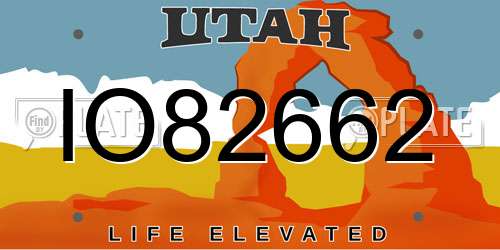 IO82662 Utah License Plate