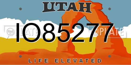 IO85277 Utah License Plate