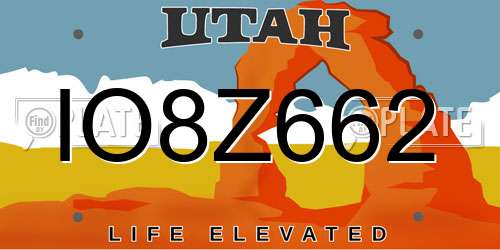 IO8Z662 Utah License Plate