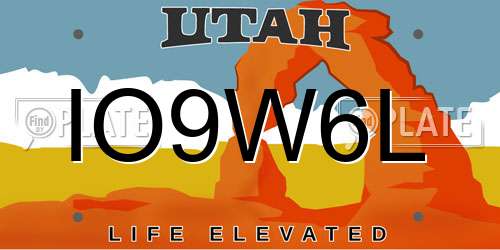 IO9W6L Utah License Plate