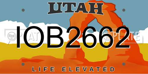 IOB2662 Utah License Plate
