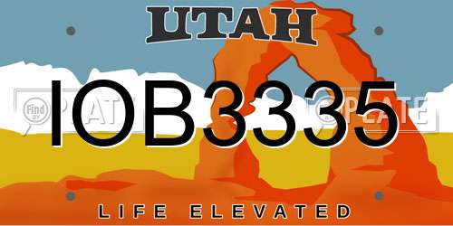 IOB3335 Utah License Plate