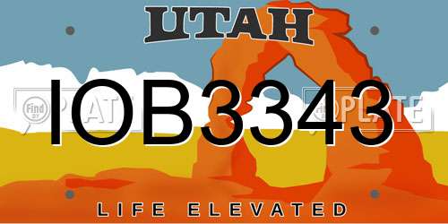 IOB3343 Utah License Plate