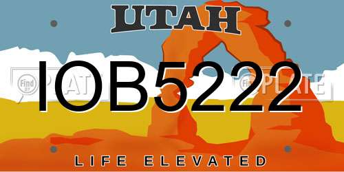 IOB5222 Utah License Plate