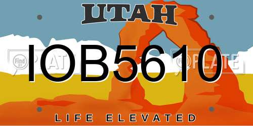 IOB5610 Utah License Plate