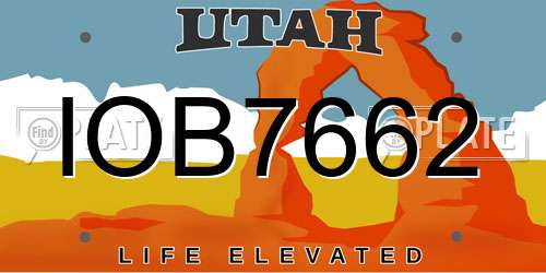 IOB7662 Utah License Plate