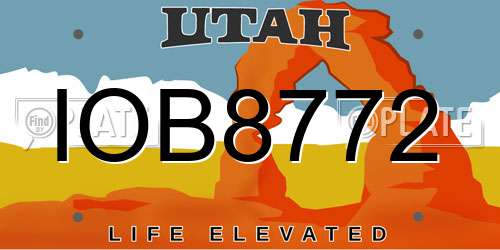 IOB8772 Utah License Plate