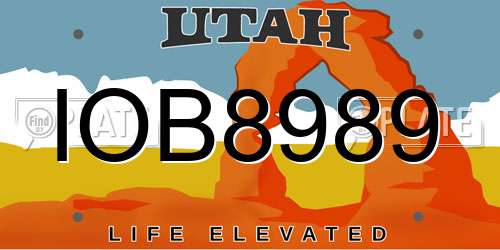 IOB8989 Utah License Plate